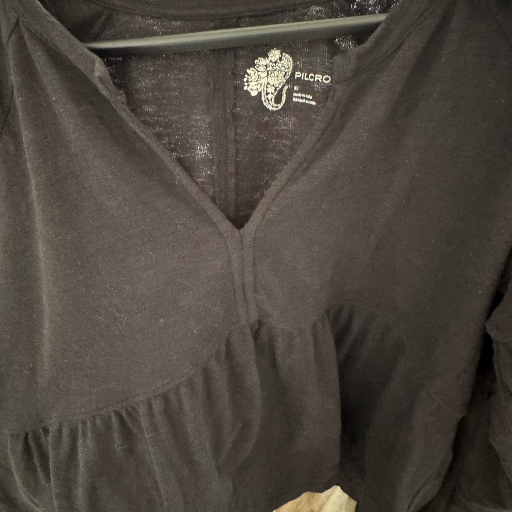 Anthropologie Pilcro Long-Sleeve Babydoll Top Black XL Neutral - Picture 13 of 13